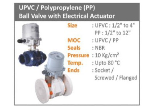A PP ball valve with an electrical actuator is a type of valve commonly used in industrial applications. The valve is made of polypropylene (PP), which is a durable and chemical-resistant material.