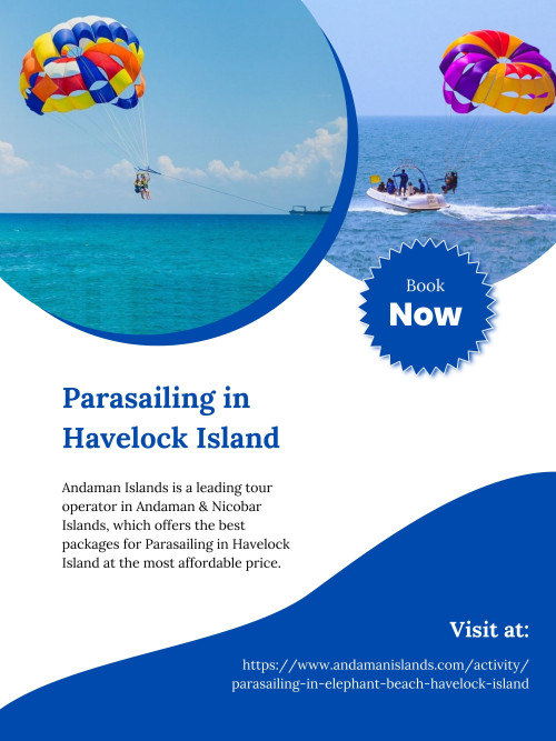 Andaman Islands is a leading tour operator in Andaman & Nicobar Islands, which offers the best tour packages of Parasailing in Havelock Island at the most affordable price. To know more visit at https://www.andamanislands.com/activity/parasailing-in-elephant-beach-havelock-island