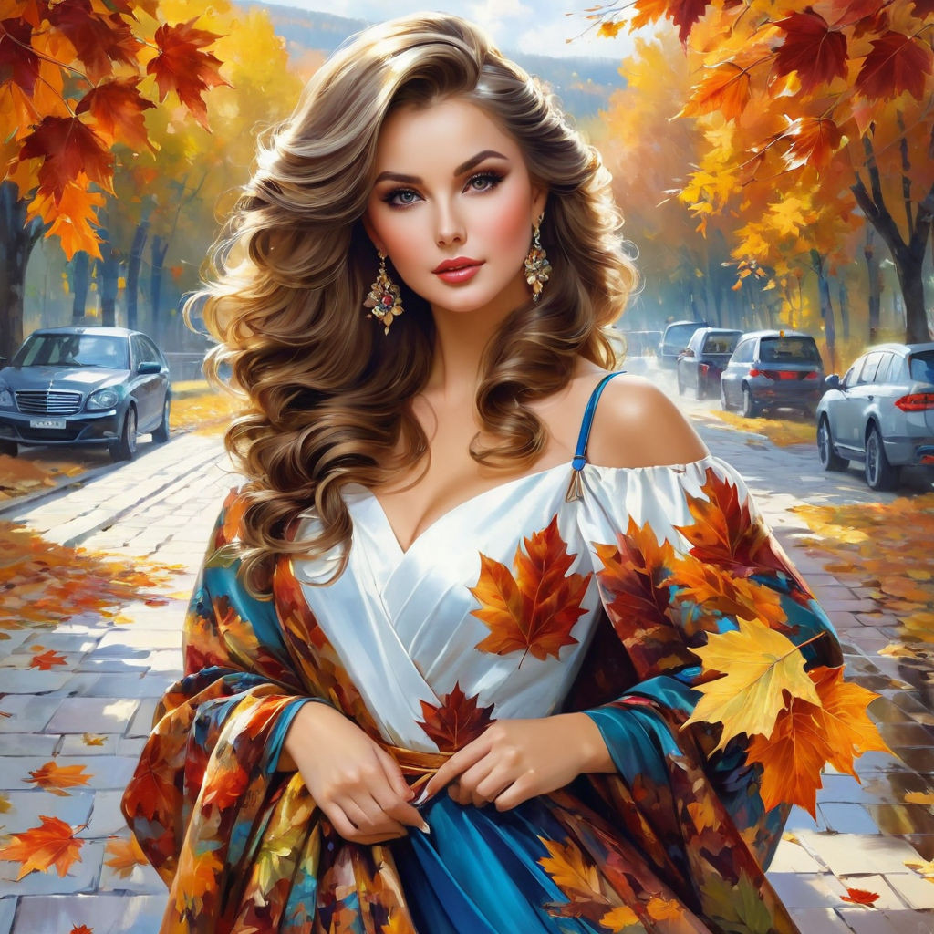 konstantin razumov autumn portrait of a beautiful woman in a beautiful dress in autumn shades clos (