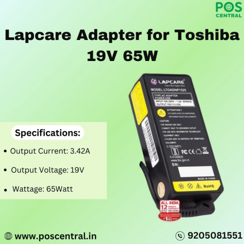 The Lapcare Adapter for Toshiba 19V 65W is expertly designed to deliver the precise power your laptop needs, ensuring efficient charging and peak performance. Its high-quality construction and compatibility make it a vital accessory for your charging setup. Trust this adapter to provide reliable and consistent power for your Toshiba laptop. Buy Lapcare Adapter for Toshiba 19V 65W and enhance your device's performance with this essential tool, available now from POS Central India. Visit for more information: https://www.poscentral.in/lapcare-adapter-for-toshiba-19v-65w.html