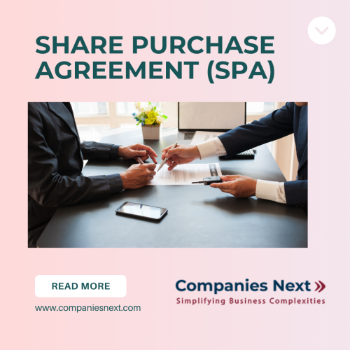 A Share Purchase Agreement (SPA) is a legal document that outlines the terms, price, and conditions for buying and selling company shares, ensuring a smooth and clear transfer of ownership. For more information here- https://www.companiesnext.com/share-purchase-agreement-spa-india