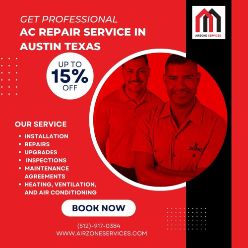 Airzone Services know Texas summers can be brutal. We strive to ensure that your A/C system is operating at its highest peak of efficiency. We will provide the highest quality ac repair service, repair, and installation in Austin Texas. We are family-owned and operated with decades of experience. We guarantee our work and your satisfaction. Get 15% off on first service. Call us at (512) 917-0384