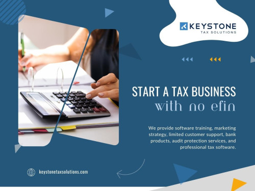 If you're interested to start a tax Businesses with no EFIN, Keystone Tax Solutions stands ready with a diverse selection of partnership packages. These packages are expertly crafted to provide the necessary resources and support for initiating your enterprise seamlessly. 
Take advantage of this opportunity to kick-start your tax business journey with confidence!

Our Official Website: https://keystonetaxsolutions.com/

Click Here For More Information: https://keystonetaxsolutions.com/partnership-packages/

Our Business Site: https://keystone-tax-solutions.business.site

Keystone Tax Solutions
Address: 8295 Tournament Dr ste 150, Memphis, TN 38125, United States
Telephone number: +18005045170
Email address: support@keystonesolutions.com

Find Us On Google Map: https://goo.gl/maps/K3V6CmYRAf4SFjAb6

Our Album: https://gifyu.com/keystonetaxsolu

More Images:
https://tinyurl.com/bdzdtmdj
https://tinyurl.com/z533a5d6
https://tinyurl.com/389emaa7
https://tinyurl.com/mrpxzc3r