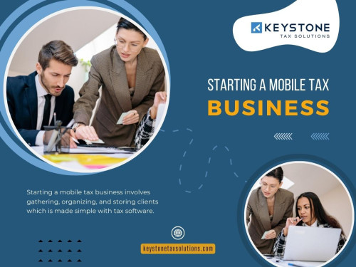 Starting a Mobile Tax Businesses involves gathering, organizing, and storing clients which is made simple with tax software. Digital storage solutions within the software allow you to access client data quickly, making future tax seasons smoother and more efficient.

Our Official Website: https://keystonetaxsolutions.com/

Click Here For More Information: https://keystonetaxsolutions.com/resellers/

Our Business Site: https://keystone-tax-solutions.business.site

Keystone Tax Solutions
Address: 8295 Tournament Dr ste 150, Memphis, TN 38125, United States
Telephone number: +18005045170
Email address: support@keystonesolutions.com

Find Us On Google Map: https://goo.gl/maps/K3V6CmYRAf4SFjAb6

Our Profile: https://gifyu.com/keystonetaxsolu

More Images:
https://gifyu.com/image/S4NaP
https://gifyu.com/image/S4NaX
https://gifyu.com/image/S4Nae
https://gifyu.com/image/S4NfS