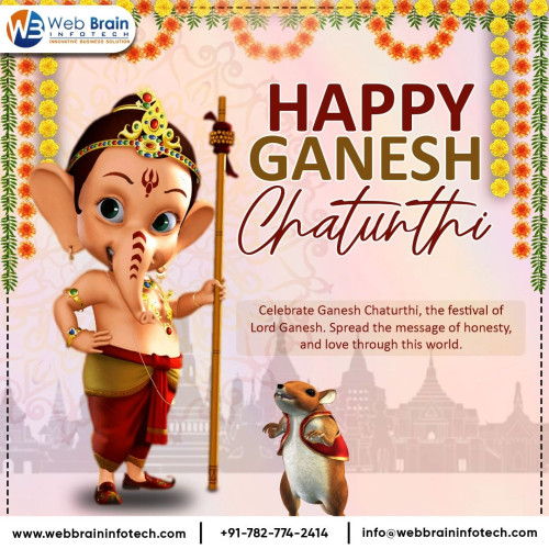 Happy Ganesh Chaturthi from Web Brain InfoTech! May Lord Ganesha bless your life with wisdom, success, and prosperity. Just as Lord Ganesha removes obstacles, our team is here to help you overcome any app development challenges.

On this auspicious occasion, let's celebrate the spirit of innovation and creativity. If you have an app or website idea in mind, we're here to turn it into reality.

Wishing you a joyful and blessed Ganesh Chaturthi!