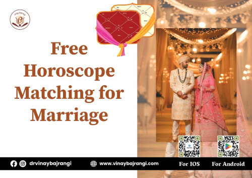 Unlock the secrets of a harmonious marriage with our free horoscope matching for marriage service! Discover compatibility factors based on celestial alignments, ensuring a blissful union. Gain insights into love, career, and family life with astrological precision. Don't leave your future to chance – get your free horoscope match today. If you are looking natal chart Analysis contact us. For more info visit: https://www.vinaybajrangi.com/marriage-astrology/kundli-matching-horoscopes-matching-for-marriage.php | https://www.vinaybajrangi.com/kundli.php | https://www.vinaybajrangi.com/services/online-report/mangal-dosha-calculator.php