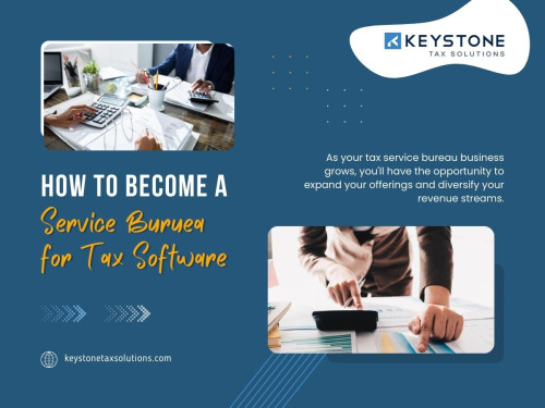 If you are wondering how to become a service Bureau for tax software, Keystone Solution is here to guide you every step!
With our advanced technology, industry expertise, and reseller benefits, including mobility, consulting, branding, ease of use, bilingual support, management tools, and cost savings, you can confidently expand your business and provide top-notch services to your clients. 

Our Official Website: https://keystonetaxsolutions.com/

Click Here For More Information: https://keystonetaxsolutions.com/resellers/

Our Business Site: https://keystone-tax-solutions.business.site

Keystone Tax Solutions
Address: 8295 Tournament Dr ste 150, Memphis, TN 38125, United States
Telephone number: +18005045170
Email address: support@keystonesolutions.com

Find Us On Google Map: https://goo.gl/maps/K3V6CmYRAf4SFjAb6

Our Profile: https://gifyu.com/keystonetaxsolu

More Images:
https://tinyurl.com/ynvb5j6s
https://tinyurl.com/yoput3a2
https://tinyurl.com/ys3h6rax
https://tinyurl.com/musfctpk