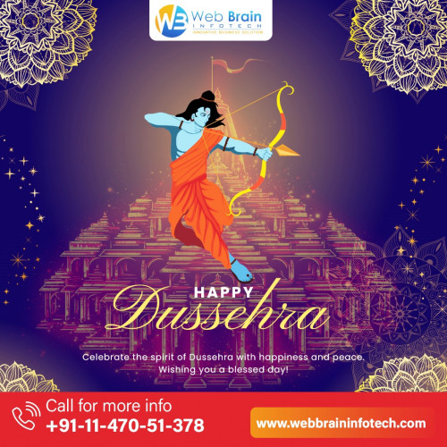 Blue and Red Traditional Happy Dussehra Greeting Instagram Post - 1