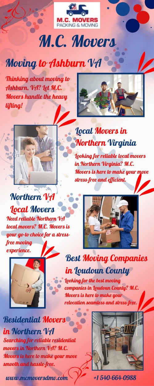 M.C. Movers is your trusted moving partner in the DMV area, offering reliable, stress-free relocation services for both residential and commercial needs. With a focus on customer satisfaction, we ensure your belongings are treated with the utmost care. Whether you're moving locally or long-distance, our experienced team provides personalized service and efficient solutions. Let us handle the heavy lifting so you can focus on what matters most. Visit us:https://mcmoversdmv.com/