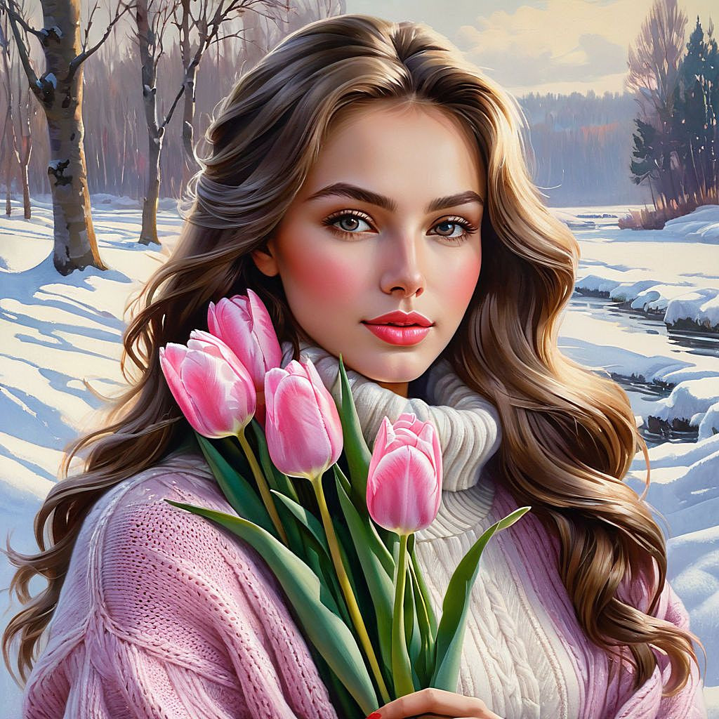 serovs winter landscape oil painting in the style of photorealism is a casual pose a very beautifu (