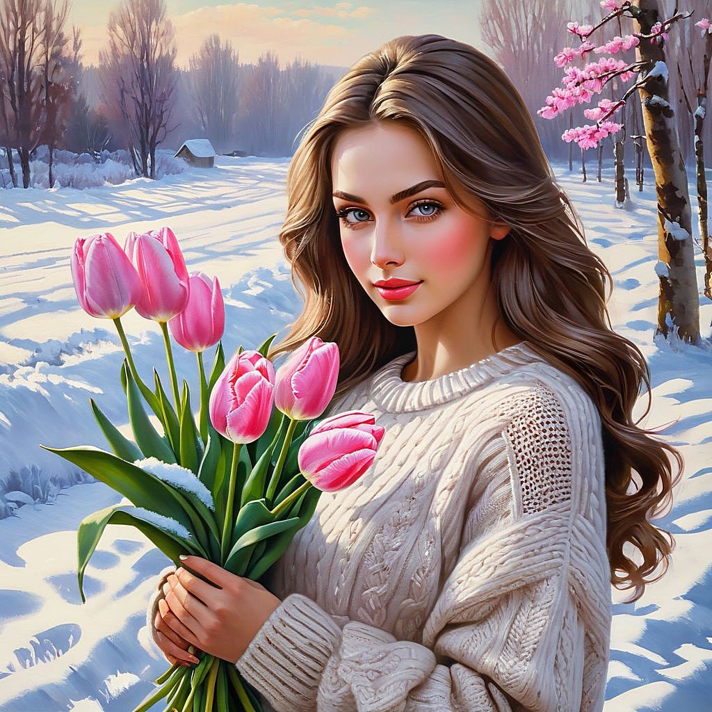 serovs winter landscape oil painting in the style of photorealism is a casual pose a very beautifu (