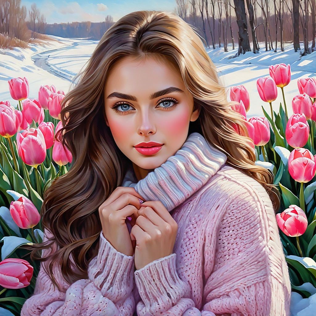 serovs winter landscape oil painting in the style of photorealism is a casual pose a very beautifu (