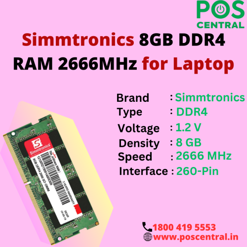 The RAM Laptop 8GB DDR4 2666MHz operates solely on the power supplied by your laptop, and it doesn't require any additional batteries to function. It provides an additional 8GB of RAM capacity, allowing for improved performance and multitasking capabilities. The RAM module requires a power supply of VDD and VDDQ, which is set at 1.2 volts with a tolerance of ± 0.06 volts. It is a reliable and cost-effective solution for enhancing the overall computing experience on your laptop. You can visit the POS Central India website to Buy 8GB DDR4 2666MHz Laptop RAM at a reasonable cost with free express delivery. For more information, go to https://www.poscentral.in/simmtronics-8gb-ddr4-ram-2666-mhz-for-laptop.html