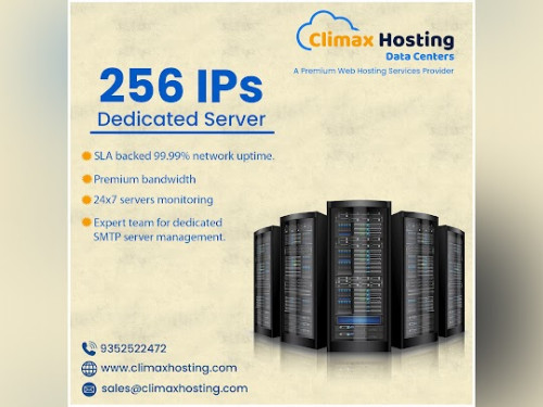 Climax Hosting is the best 256 IPs Server provider at a low cost. The 256 IP dedicated server is the best for the business that wants to promote the business in the market which has to deal with multiple IPs. This server is best for the person or businesses who want to host multiple websites under a single server. On this server, you can send bulk emails and can also run various applications, and make maximum use of resources.

https://www.climaxhosting.com/256-ips-dedicated-server.php