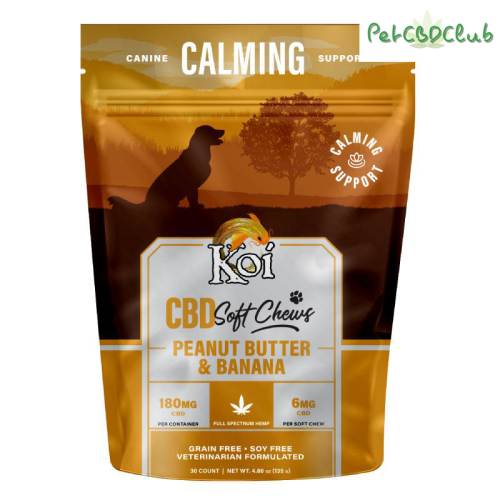 Koi CBD – CBD Pet – Calming Dog Chews – Peanut Butter Banana – 6mg – 30 Count Pouch