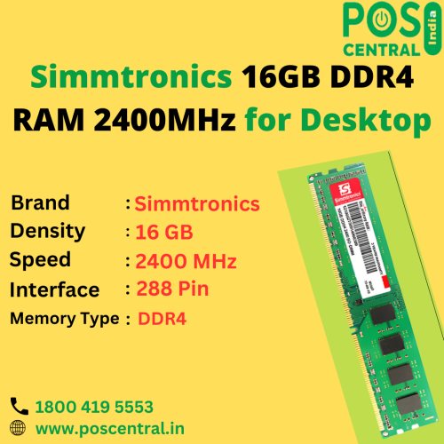 The Simmtronics 16GB DDR4 RAM 2400MHz for Desktop is a computer memory module designed for desktop computers. It is specifically built to enhance the performance and speed of your desktop system. The DDR4 technology ensures faster data transfer rates compared to its predecessor, DDR3. The RAM operates at a speed of 2400MHz, which means it can handle data at a rate of 2400 million cycles per second. This RAM module is designed to consume less power while providing excellent performance. Buy Simmtronics 16GB DDR4 RAM 2400MHz for Desktop at affordable prices from POS Central India with free shipping across India. For more information, visit https://www.poscentral.in/simmtronics-16gb-ddr4-ram-2400-mhz-for-desktop.html