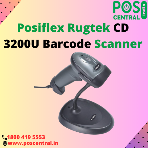 The Posiflex Rugtek CD 3200U Barcode Scanner is a versatile and reliable device designed to streamline barcode scanning processes in various industries. It measures approximately 173mm in length, 67mm in width, and 94mm in height. The scanner's print contrast capability is remarkable, with a minimum requirement of 25%. This means that it can effectively read barcodes with varying contrast levels, making it suitable for scanning barcodes on different types of products or materials. With a read resolution of at least 5 mil, Posiflex Barcode Scanner can accurately decipher small-sized barcodes. Shop Rugtek CD 3200U 2D Scanner at reasonable prices from POS Central India with free shipping across India. For more information, go to https://www.poscentral.in/rugtek-cd-3200u-2d-image-barcode-scanner.html