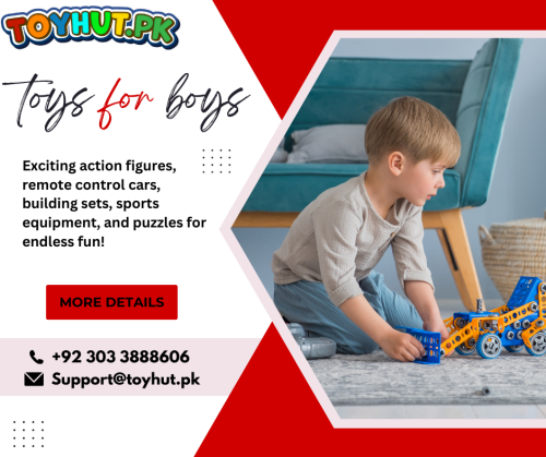 Explore a wide range of toys designed to pique boys' interest and creativity, from thrilling action figures to interactive building sets.
#ToysForBoys #PlaytimeFun #BoysToys #ImaginationUnleashed #AdventureTime
More Details: 
Website: https://toyhut.pk/collections/toys
Phone Number: +92 303 3888606
Address: E423 Jamal Centre, Shahalam, Lahore
Business Email: Support@toyhut.pk