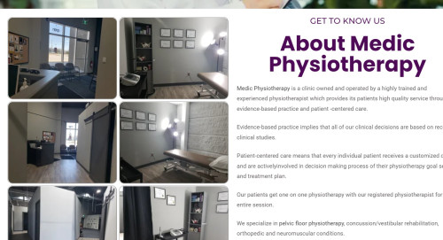 Medic Physiotherapy serves communities in Barrie, Ontario, but we have patients coming to our clinic from as far as Oro-Medonte. Most of our patients are referred to us through word of mouth.

https://medicphysiotherapy.com/