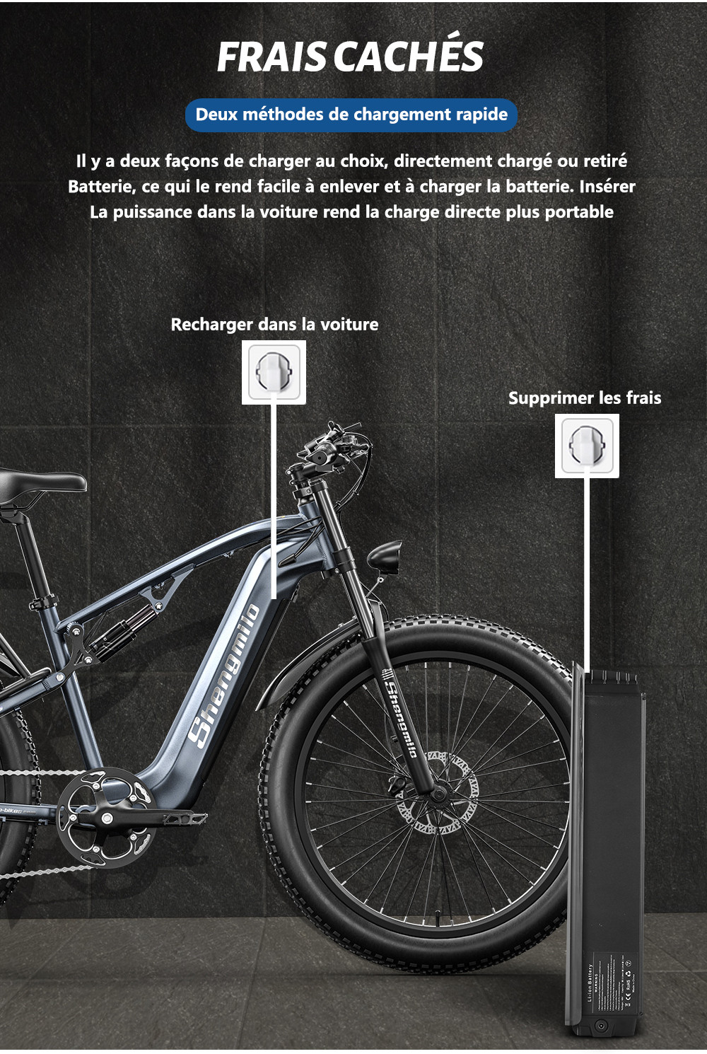 Vélo électrique adulte Shengmilo MX05, vélo de montagne électrique pour  hommes à moteur BAFANG 1000 W avec 3 modes de conduite, batterie SAMSUNG 48  V 17,5 Ah, frein à disque – les