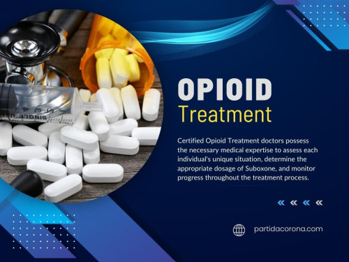 Certified Opioid Treatment Las Vegas doctors possess the necessary medical expertise to assess each individual's unique situation, determine the appropriate dosage of Suboxone, and monitor progress throughout the treatment process. 

Official Website : https://partidacorona.com/

Click here for More Information : https://partidacorona.com/opiate-addiction-treatment

Partida Corona Medical Center
Address : 2950 E Flamingo Rd Suite E, Las Vegas, NV 89121, United States
Phone : 702–565–6004

Find Us On Google Map : http://g.page/Opiate-Addiction-Recovery-Las-Ve

Google Business Site: https://partida-corona-medical-center.business.site/

Our Profile: https://gifyu.com/partidacoronanv

More Images :
https://rcut.in/ywsNCXsl
https://rcut.in/zLaVGmnp
https://rcut.in/exUbSrCh
https://rcut.in/DbcffQms