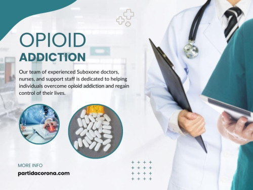 Opioid withdrawal can be intense and challenging to endure without proper guidance and support. Professional Opioid Addiction Las Vegas doctors understand the nuances of withdrawal symptoms and can help individuals manage them effectively. 

Official Website : https://partidacorona.com/

Click here for More Information : https://partidacorona.com/opiate-addiction-treatment

Partida Corona Medical Center
Address : 2950 E Flamingo Rd Suite E, Las Vegas, NV 89121, United States
Phone : 702–565–6004

Find Us On Google Map : http://g.page/Opiate-Addiction-Recovery-Las-Ve

Google Business Site: https://partida-corona-medical-center.business.site/

Our Profile: https://gifyu.com/partidacoronanv

More Images :
https://rcut.in/ywsNCXsl
https://rcut.in/RNZpjFjt
https://rcut.in/exUbSrCh
https://rcut.in/DbcffQms