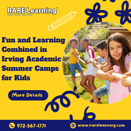 Ignite your child's curiosity and expand their knowledge at Irving Academic Summer Camps for Kids. Through a perfect blend of fun activities and educational experiences, we create memorable summers that inspire young minds. #IrvingAcademicCamps #SummerFun #FunFilledLearning 
More Details: 
Website: https://rarelearning.com/irving-valley-ranch-texas/
Phone Number: (+1) 972 567-1771
Address: 1082 Norwich Street, Allen, TX 75013
Business Email: info@rarelearning.com