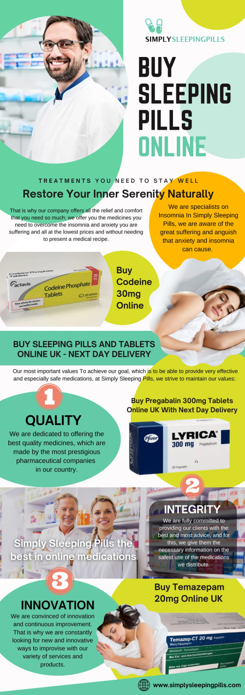 Buying sleeping pills online in the UK can be a convenient and efficient way to address sleep issues. However, it's essential to prioritize safety, legitimacy, and effectiveness throughout the process. 

Official Website: https://www.simplysleepingpills.com

Click here for more information: https://www.simplysleepingpills.com/product/pregabalin-300mg/

Our Profile: https://gifyu.com/simplysleeping

Next Info-graphic: http://gg.gg/160orn