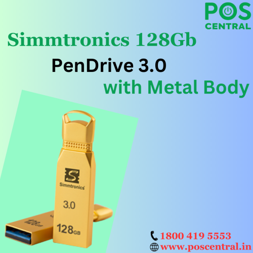 Discover the perfect blend of form and function with 128GB Pen Drive 3.0, a cutting-edge storage solution designed to elevate your data transfer experience. Weighing in at just 6g (0.21oz), it is designed to be feather-light, making it an ideal on-the-go companion. This pen drive offers compatibility across a wide range of systems, catering to both Windows and Mac users. Whether you're using a PC or a Mac, transferring and accessing your data is seamless and hassle-free. The POS Central India website offers amazing deals on 128GB USB 3.0 Flash Drive with free express delivery. For more information, go to https://www.poscentral.in/simmtronics-128gb-pen-drive-3.0-with-metal-body.html