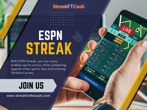 Playing ESPN Streak games on www.streakforthecash.com is a fun and exciting choice for many reasons. Here's why you might want to give it a try:
1. Exciting Variety of Games
2. Using Strategy and Skills
3. More Chances to Win

Official Website: https://www.streakforthecash.com

Our Profile: https://gifyu.com/streakforthecash
More Images: 
https://tinyurl.com/4y8n83fc
https://tinyurl.com/42yd8fvd
https://tinyurl.com/5n8e8w6k
https://tinyurl.com/mrhw7b2x