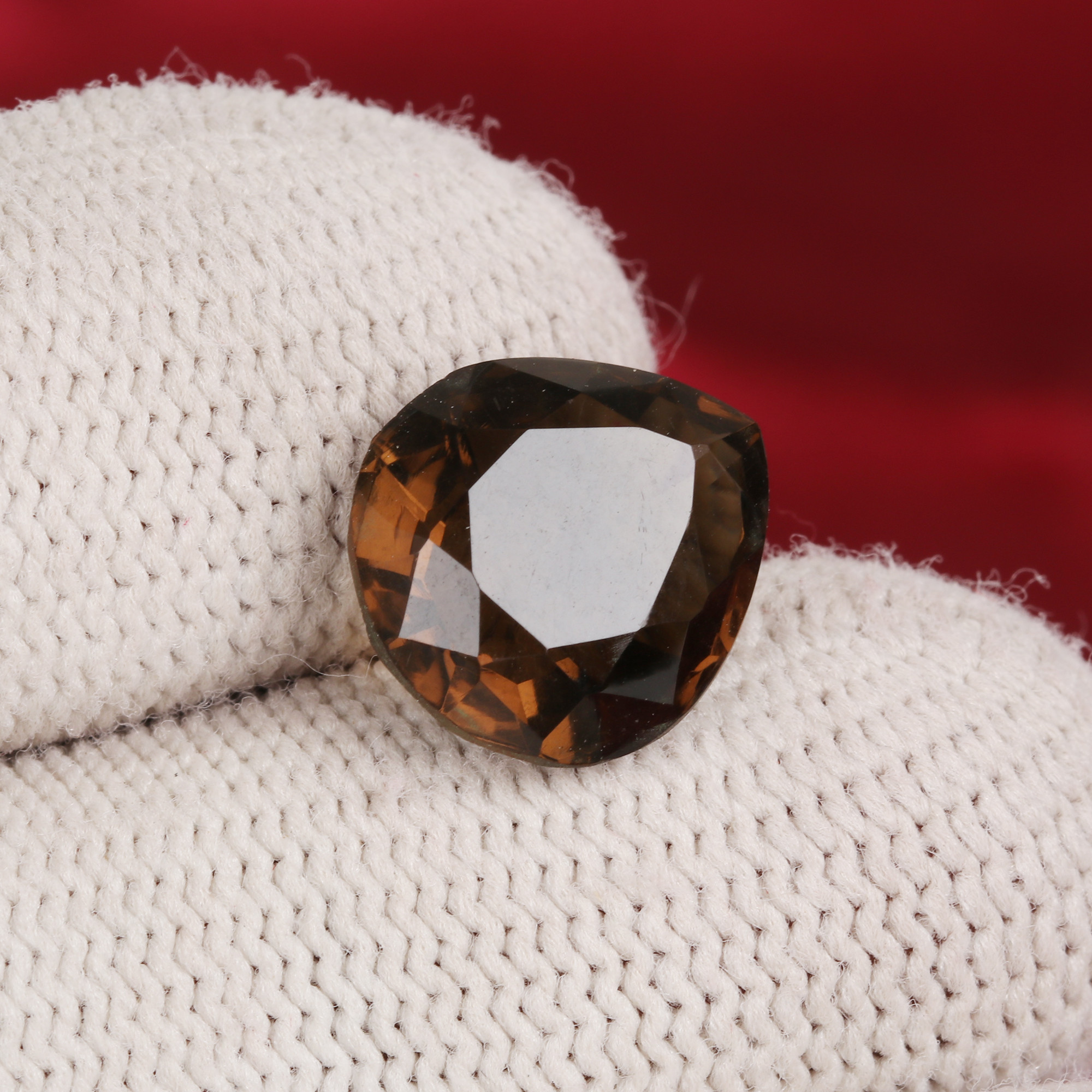 Lab Created Smokey Topaz Gemstone Bold Pear Cut 10 Carat For Signet