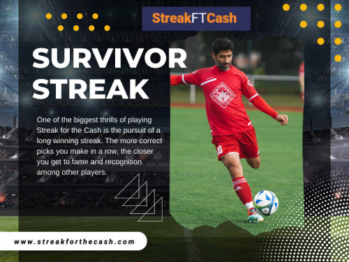 If you're familiar with ESPN's "Streak for the Cash," then you've likely come across the exhilarating challenge known as the Survivor Streak. 

Official Website: https://www.streakforthecash.com

Our Profile: https://gifyu.com/streakforthecash
More Images: 
https://tinyurl.com/2yo65vrc
https://tinyurl.com/2xtophxb
https://tinyurl.com/26ulw8va
https://tinyurl.com/28jhq5jc