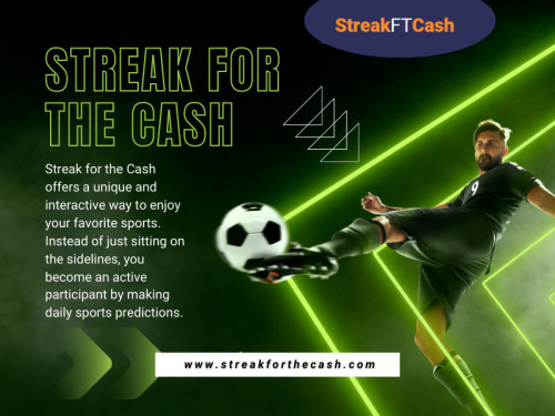 'StreakfortheCash,' an exciting and engaging game that challenges players to predict various sports outcomes accurately. In the world of sports enthusiasts and competitive spirits, there's a unique platform that lets you showcase your sports knowledge and rewards you generously for it. 

Official Website: https://www.streakforthecash.com

Our Profile: https://gifyu.com/streakforthecash
More Images: 
https://tinyurl.com/2yo65vrc
https://tinyurl.com/26ulw8va
https://tinyurl.com/2bu9dvsg
https://tinyurl.com/28jhq5jc
