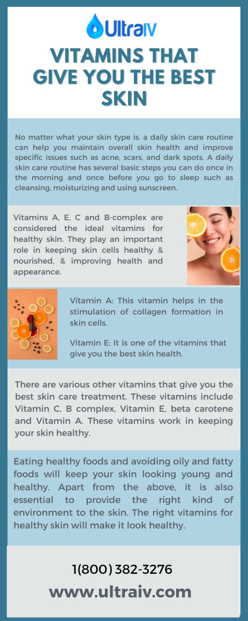 Your food intake has a direct impact on the health and appearance of your skin. As we've covered in previous pieces, eating a lot of processed and high-glycemic meals can aggravate the skin and speed up the ageing process. For detailed information visit www.ultraiv.com .