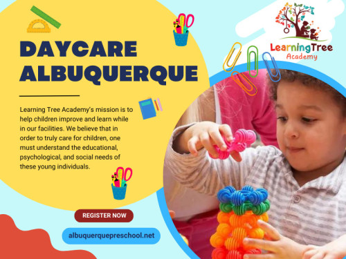 Are you looking for a daycare Albuquerque center that provides an exceptional learning experience for your child? Look no further than Learning Tree Academy! Our daycare center is dedicated to creating a nurturing and loving environment where your child can thrive.

Official Website: https://albuquerquepreschool.net

Learning Tree Academy
Address : 3615 Candelaria Rd NE, Albuquerque, NM 87110, United States
Contact Us : 15058881668

Our Profile:  https://gifyu.com/albuquerquepre

More Images:
https://rcut.in/AxOFON1D
https://rcut.in/Fj64NpOc
https://rcut.in/yfT4C3If