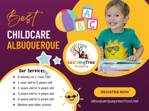 As a responsible parent, you want to enroll your child in the Best Childcare Albuquerque center to ensure optimal growth and development. Visit our daycare center today and witness firsthand the enriching experiences we offer!

Official Website: https://albuquerquepreschool.net

Learning Tree Academy
Address : 3615 Candelaria Rd NE, Albuquerque, NM 87110, United States
Contact Us : 15058881668

Our Profile:  https://gifyu.com/albuquerquepre

More Images:
https://rcut.in/dS6LSx3R
https://rcut.in/q8dA6fm0
https://rcut.in/dwmAMkc9