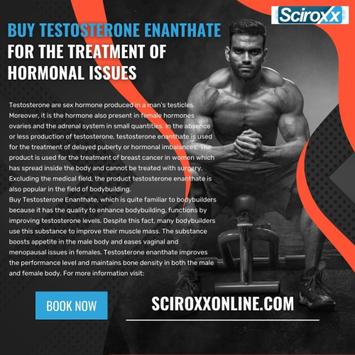 Testosterone are sex hormone produced in a man's testicles. Moreover, it is the hormone also present in female hormones ovaries and the adrenal system in small quantities. In the absence or less production of testosterone, testosterone enanthate is used for the treatment of delayed puberty or hormonal imbalances.  The product is used for the treatment of breast cancer in women which has spread inside the body and cannot be treated with surgery. Excluding the medical field, the product testosterone enanthate is also popular in the field of bodybuilding. 
Buy Testosterone Enanthate, which is quite familiar to bodybuilders because it has the quality to enhance bodybuilding, functions by improving testosterone levels. Despite this fact, many bodybuilders use this substance to improve their muscle mass. The substance boosts appetite in the male body and eases vaginal and menopausal issues in females. Testosterone enanthate improves the performance level and maintains bone density in both the male and female body. For more information visit: https://shorturl.at/cdmT9