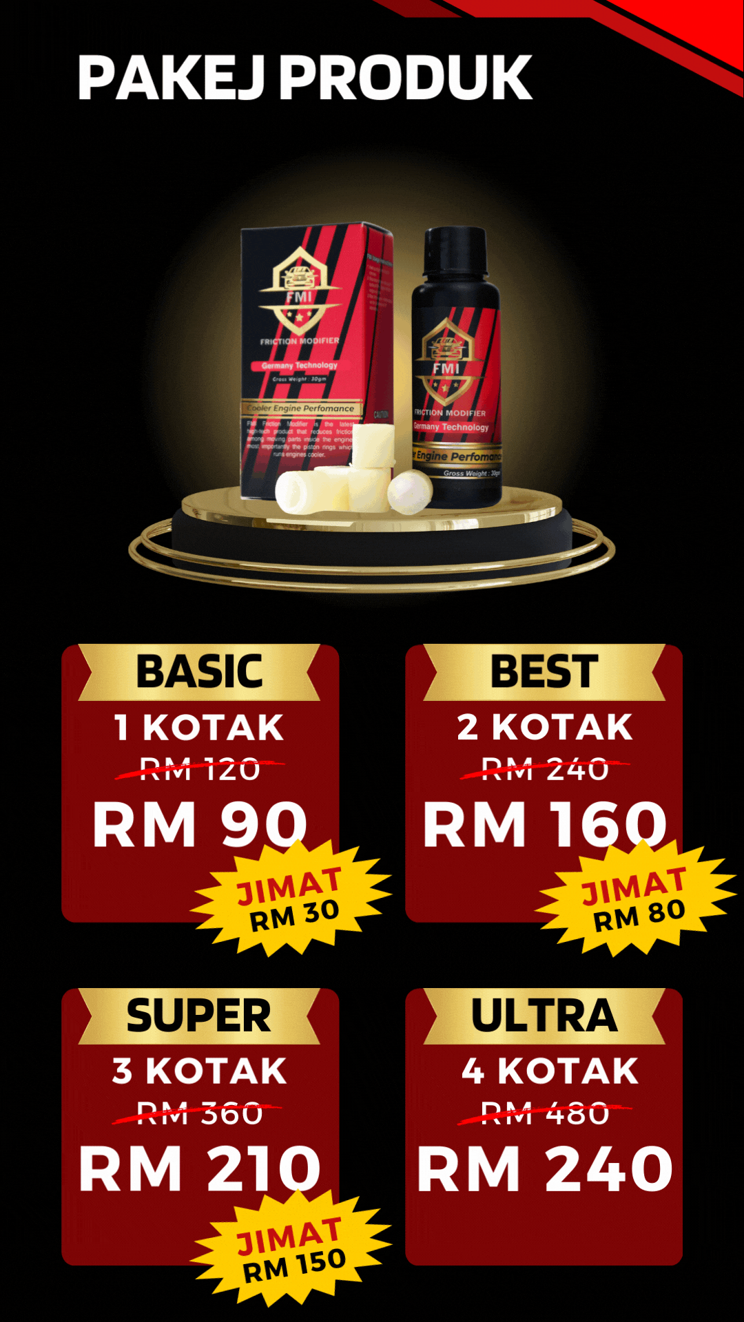 PAKEJ PRODUK | PERCUMA!! PENJIMAT MINYAK | BASIC 1 KOTAK RM90 | BEST 2 KOTAK RM149 | SUPER 3 KOTAK RM210 | ULTRA 4 KOTAK RM240