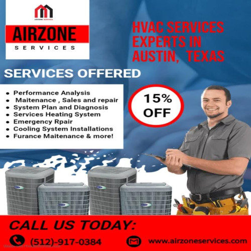 Need reliable HVAC services in Austin, Texas? Hire professional and expert service providers today and be sure your home is in good hands. Get 50% off on your first service. Call now at (512) 917-0384 or visit https://www.airzoneservices.com/.