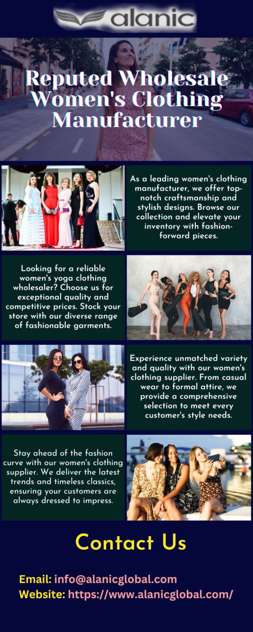 Discover high-quality women's clothing from a trusted supplier. Explore our wide range of trendy designs and find the perfect pieces for your boutique or store. Know more https://www.alanicglobal.com/manufacturers/fashion-lifestyle/women/