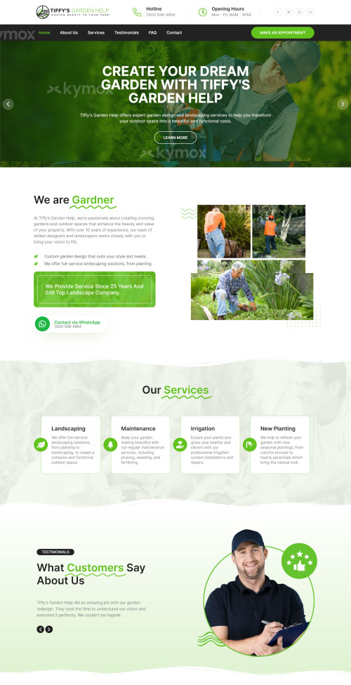 Get a gardener website done for local gardeners. Free hosting, Free domain.
Please visit the website at https://kymox.com/