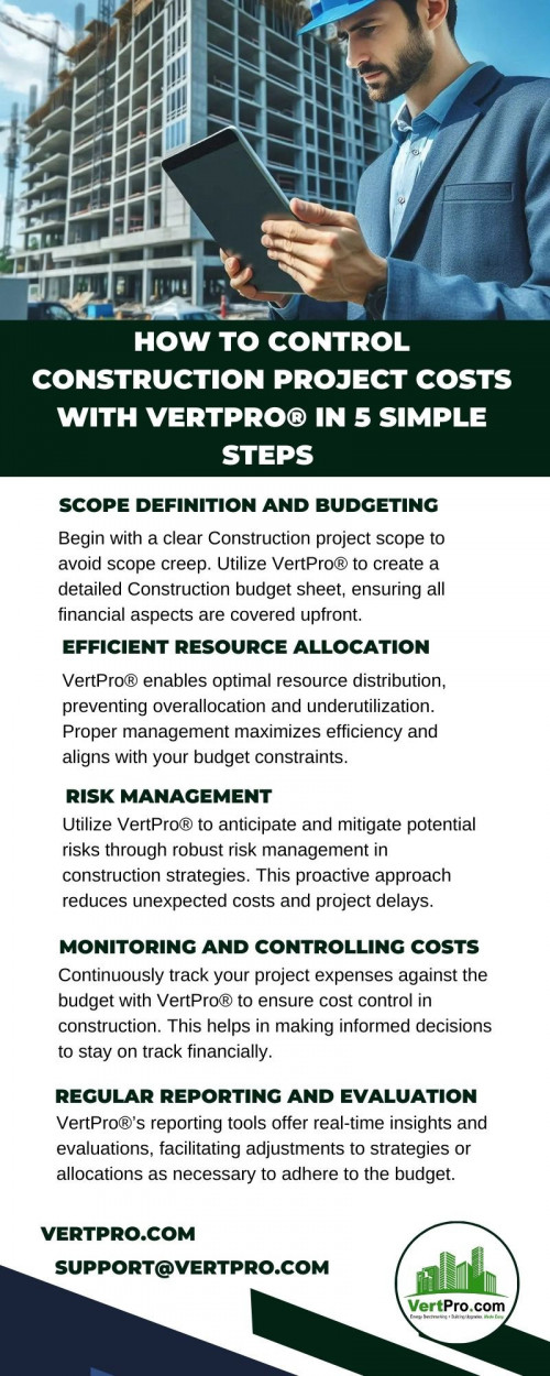 Master construction cost control with VertPro®. Follow our simple 5-step guide to stay on budget and manage resources efficiently.