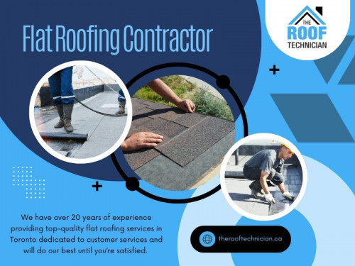 Hiring a flat roofing contractor for your project requires careful consideration to ensure you receive high-quality service and results. 

Official Website: https://therooftechnician.ca/
Find us on Google Map: https://maps.app.goo.gl/6sBSffpLP8je9mUd6

Address: 3891 Chesswood Dr, North York, ON M3J 2R8, Canada
Tell: +14168260040

Our Profile: https://gifyu.com/rooftechnician
More Images: 
https://tinyurl.com/2xmsa4jp
https://tinyurl.com/2aphcbyx
https://tinyurl.com/2dmz9ttk
https://tinyurl.com/22yejke6