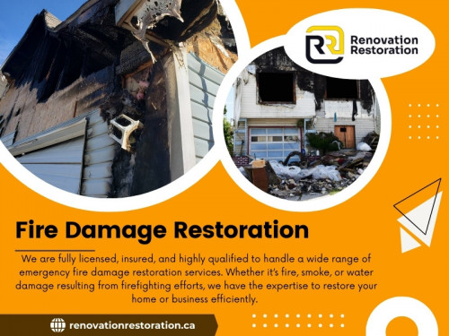 A fire can cause extensive damage to a property, not only from the flames but also from smoke, soot, and water firefighters use to extinguish the blaze. Fire damage restoration professionals specialize in cleaning up the aftermath and restoring the property.

Official Website: https://renovationrestoration.ca

Contact : Renovation Restoration Inc
Telephone: 416-904-3131
Address: 3080 Yonge St, Toronto, ON M4N 3N1

Find Us On Google Map: https://maps.app.goo.gl/FdepGhGHiVyqRbRQA

Our Profile: https://gifyu.com/lobbyrenovation
More Images: https://tinyurl.com/2b5jkko9
https://tinyurl.com/242lqxxn
https://tinyurl.com/26c3lo9y
https://tinyurl.com/2bpeqljo