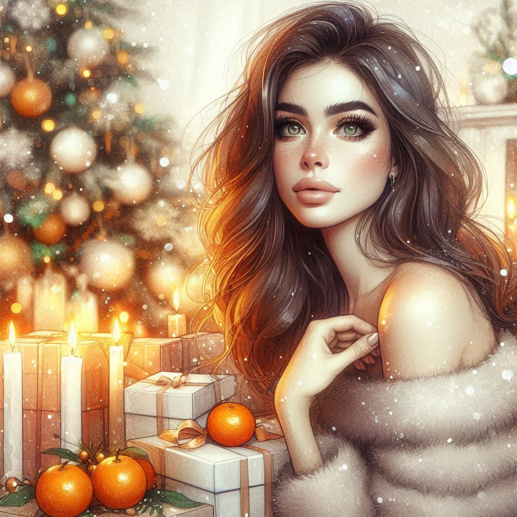 an unrealistically beautiful brown haired woman, expressive eyes, lush eyelashes is sitting on the c