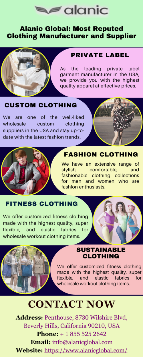 Alanic Global is a top wholesale clothing manufacturer in the USA, offering a diverse range of high-quality apparel products for bulk purchase. Know more https://www.alanicglobal.com/