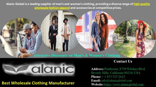 Alanic Global is a leading supplier of men’s and women’s clothing, providing a diverse range of high-quality wholesale fashion apparel and accessories at competitive prices. Know more https://www.alanicglobal.com/manufacturers/fashion-lifestyle/